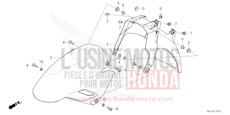 FRONT FENDER for Gold Wing GRAPHITE BLACK (NHB01) from 2023